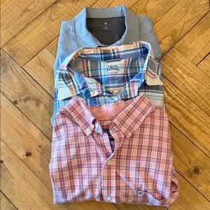 Lot Men's Casual Plaid Shirts - Pink, Blue, and Gray